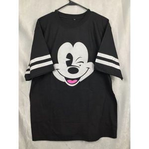 Mickey Smiling Face Graphic T-Shirt for Women By Miracle TM XL Black New